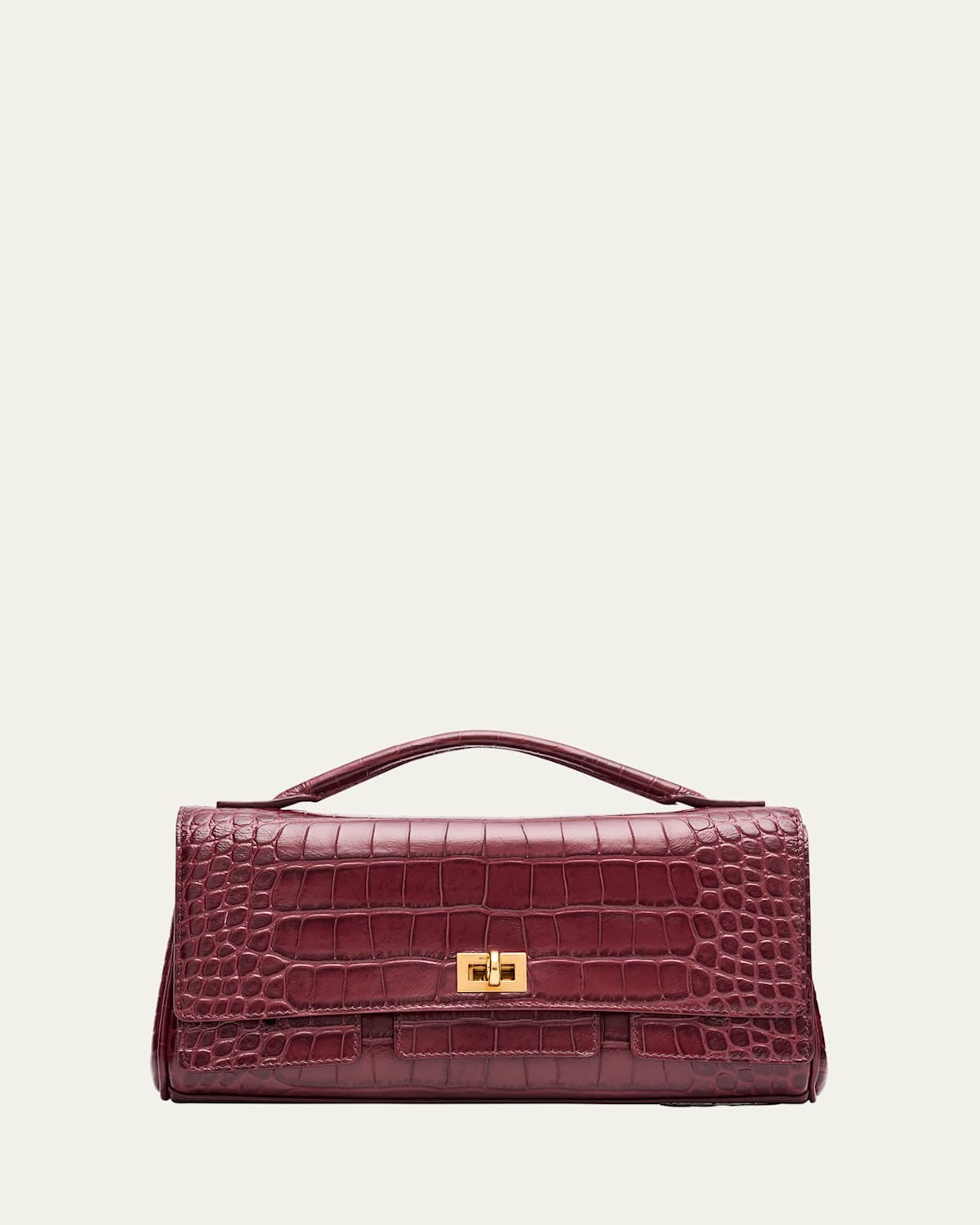 Bel Air Small Croc-Embossed Leather Clutch Bag