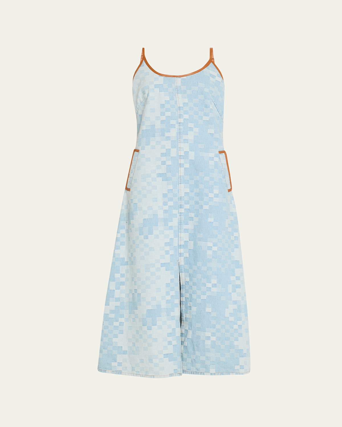 Ramy Brook Luna Checkered Denim Midi Dress In Purple