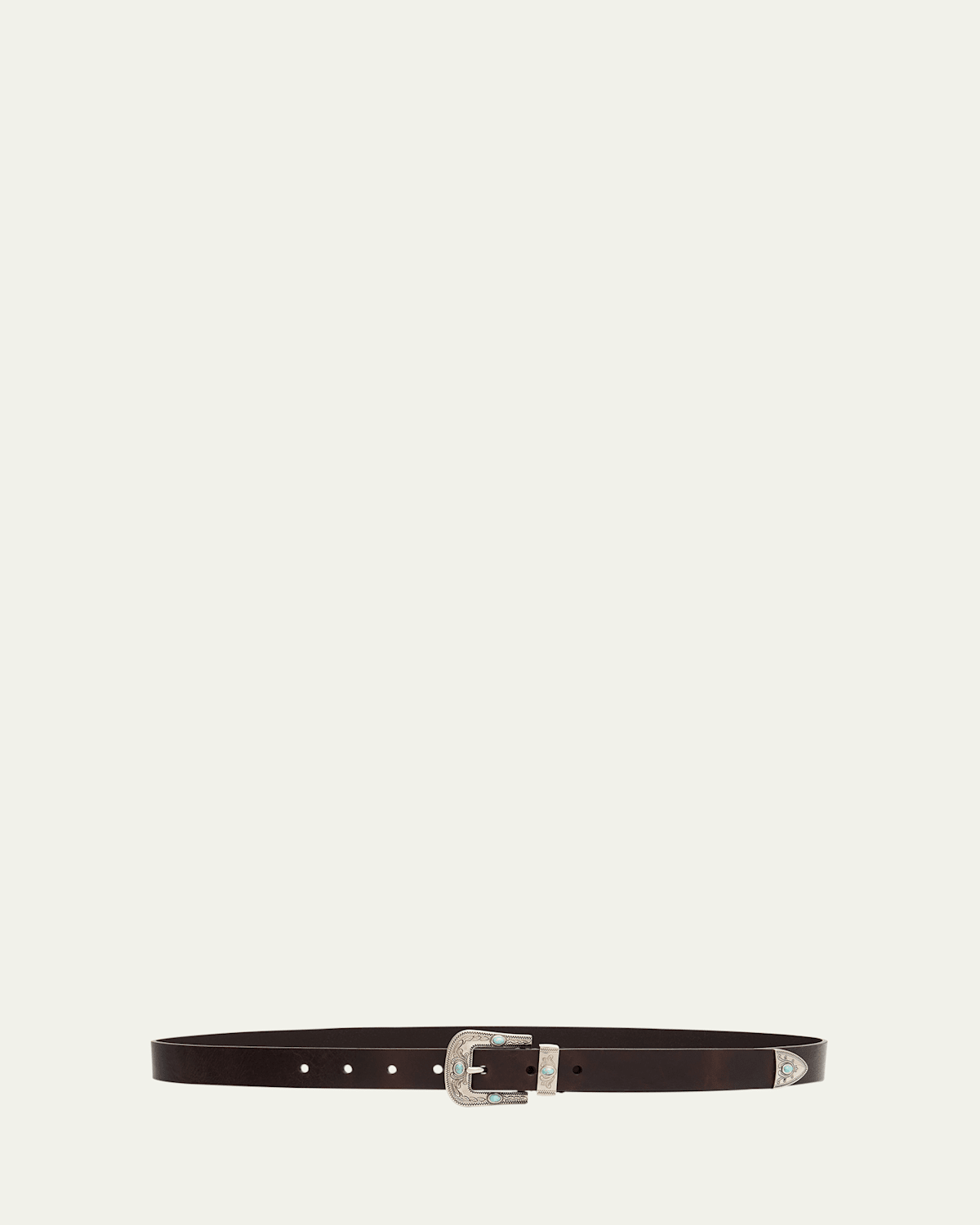 Brunello Cucinelli Men's Western Turquoise And Leather Belt In Brown