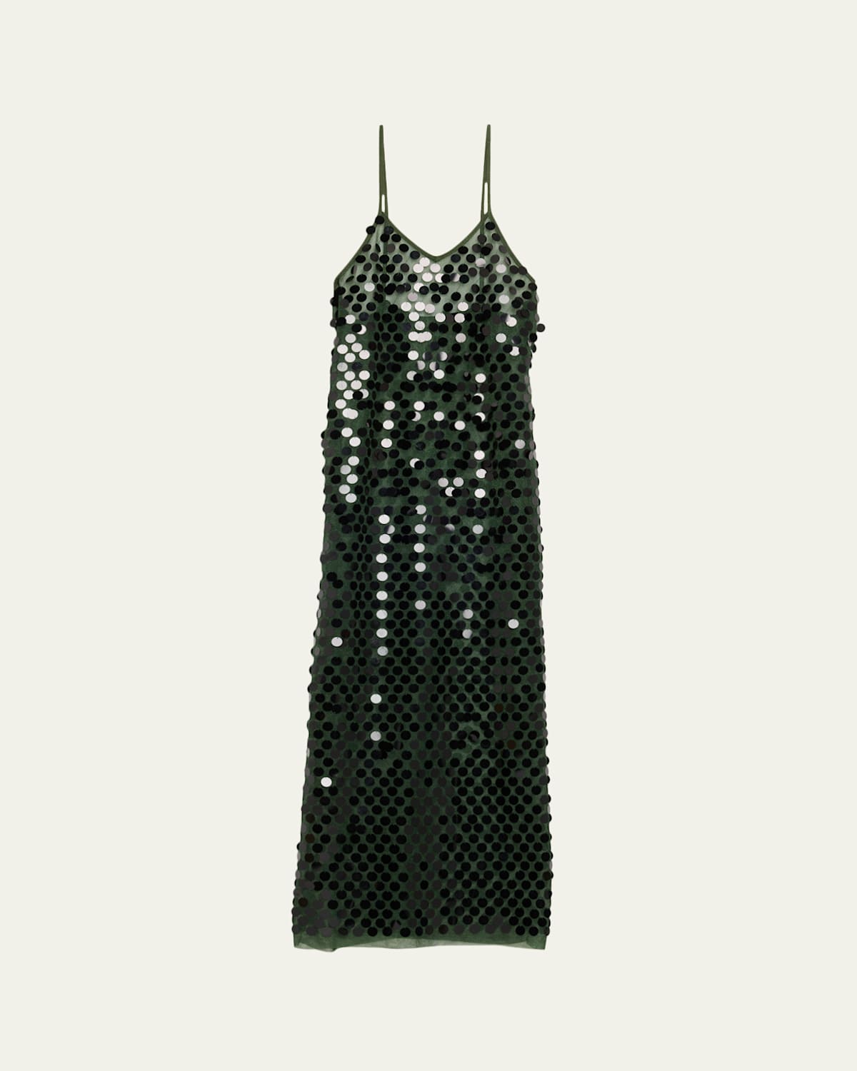 Zankov Sydney Sequined Metallic Maxi Cami Dress In Green