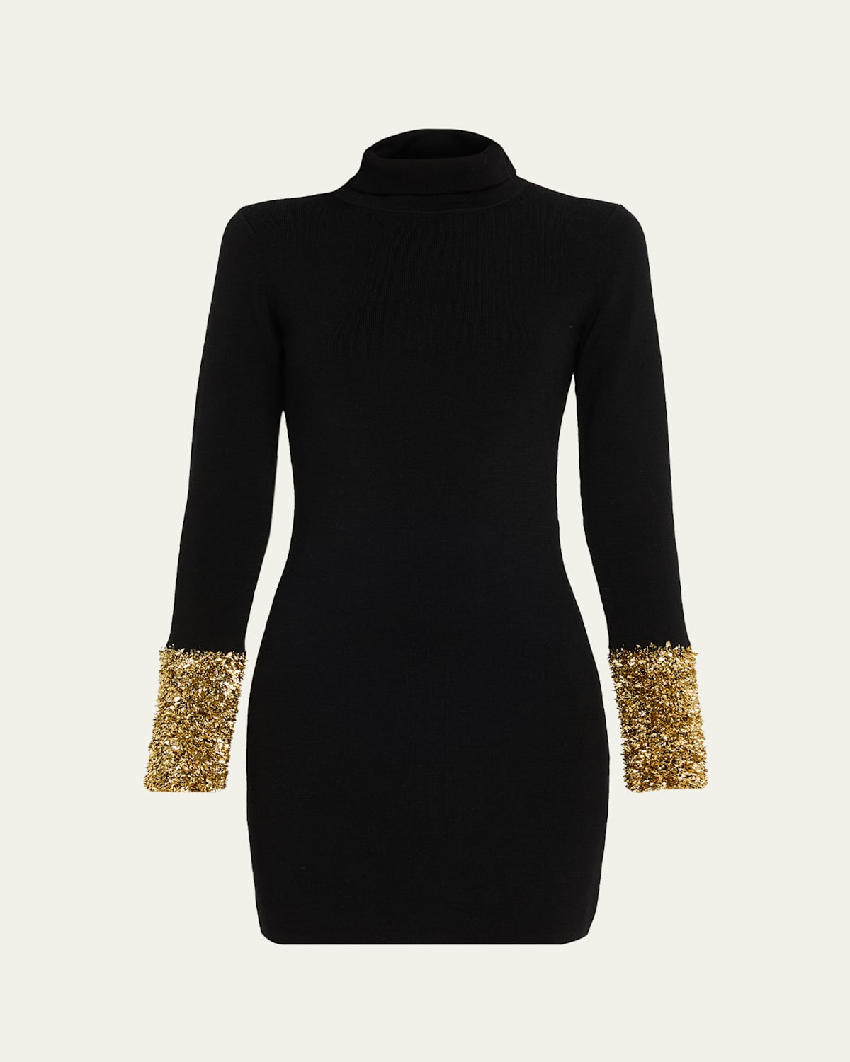 Zankov Boy Turtleneck Metallic-cuffs Mini Dress In Black