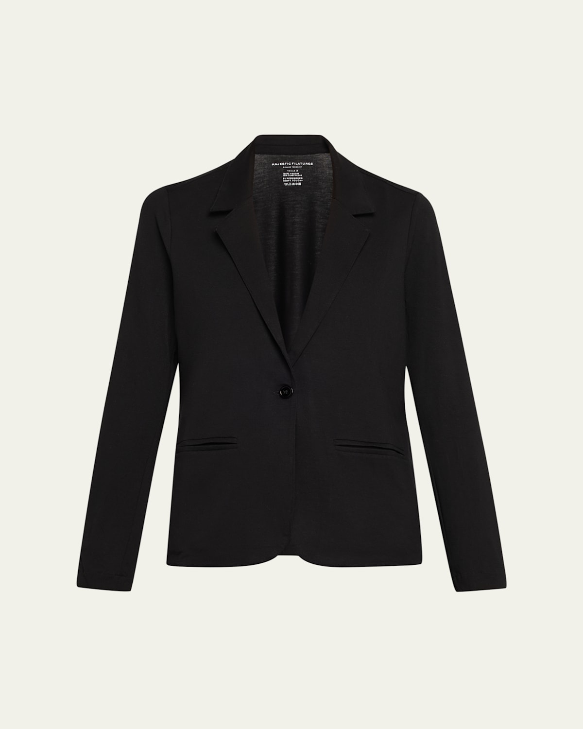 Majestic Soft Touch Single-button Blazer In Black