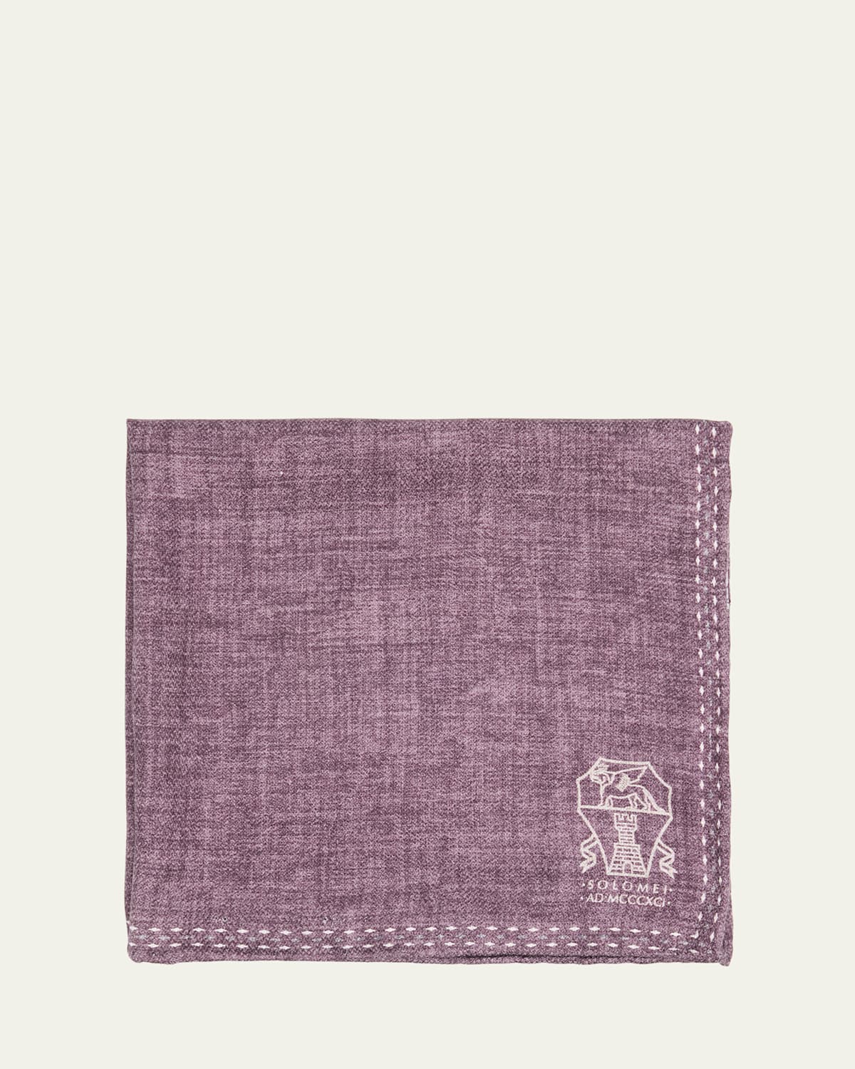 Brunello Cucinelli Men's Silk Logo Emblem Pocket Square