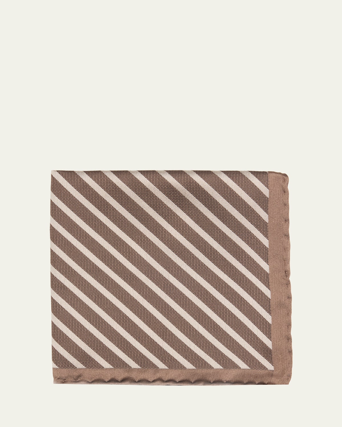 Brunello Cucinelli Men's Silk Diagonal Stripe Pocket Square In Brown