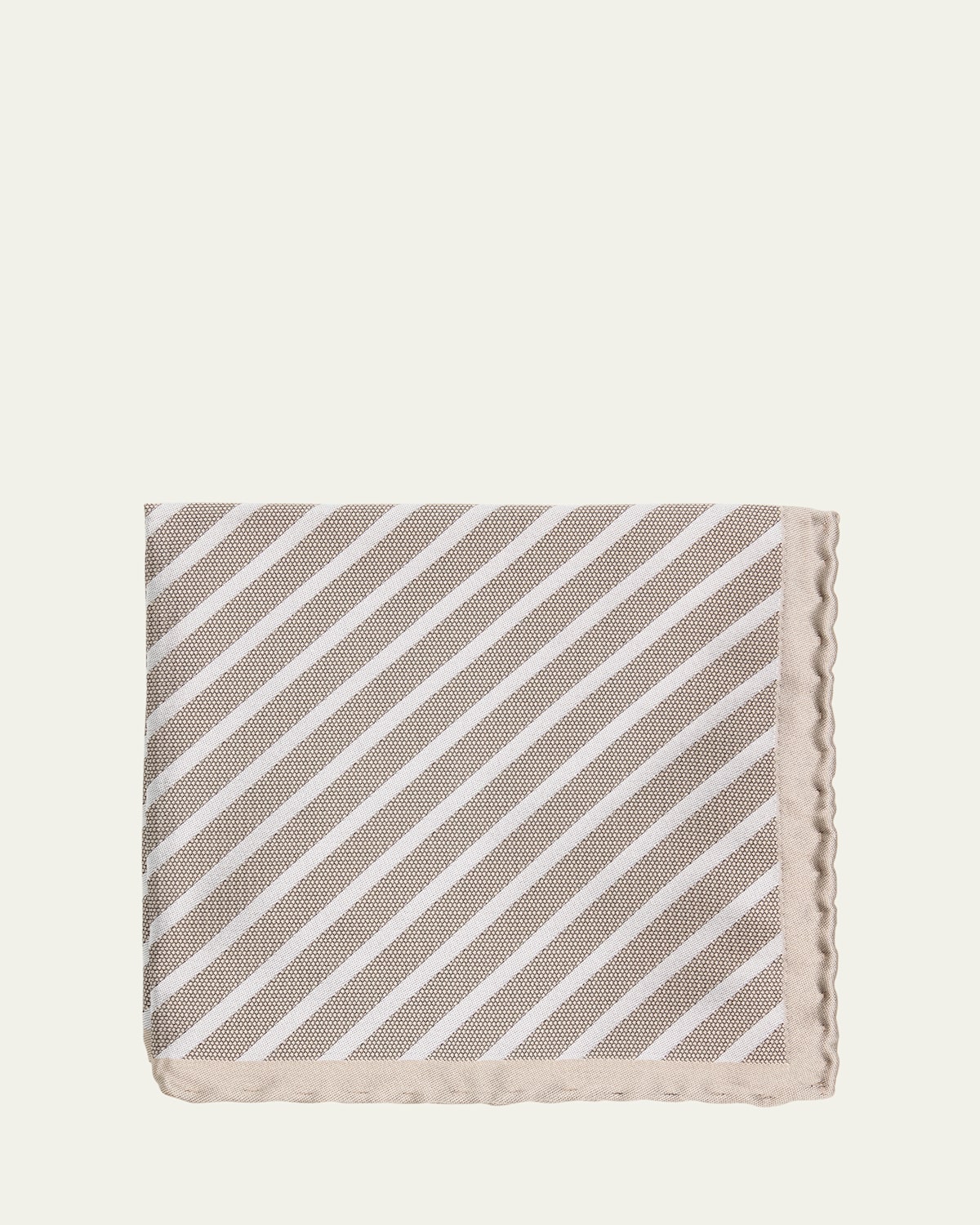 Brunello Cucinelli Men's Silk Diagonal Stripe Pocket Square