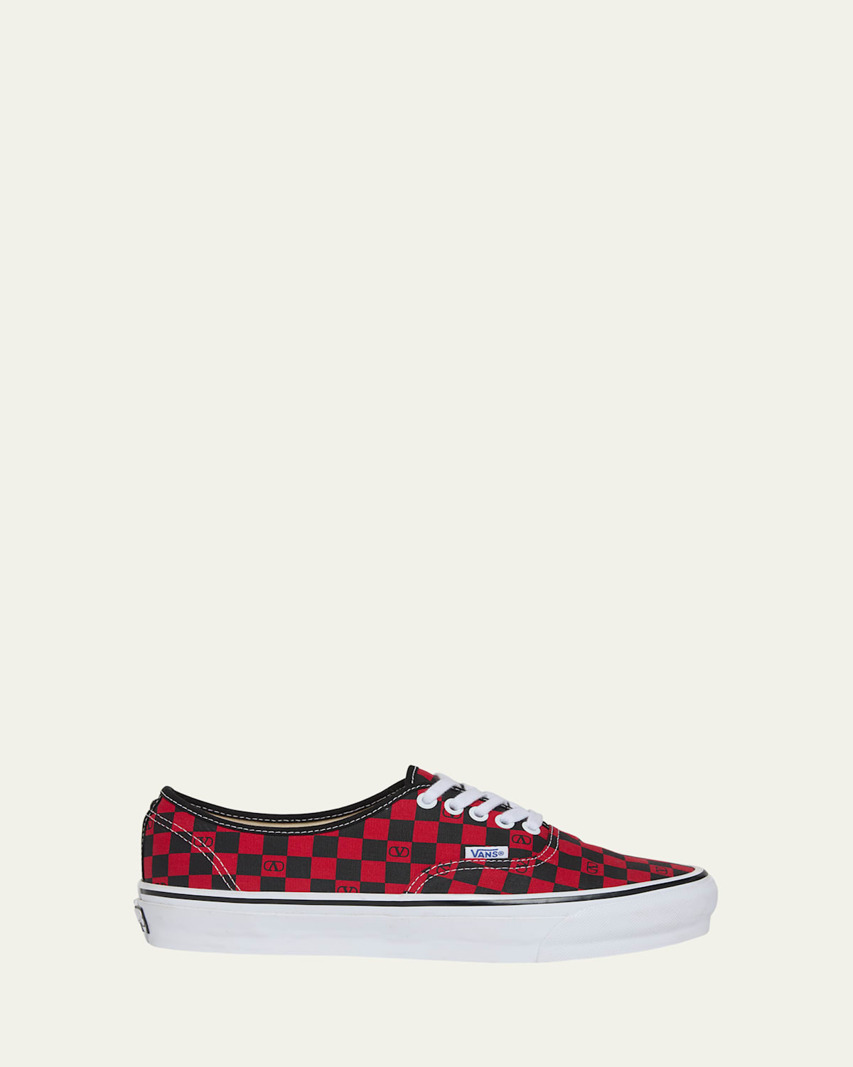 Valentino Garavani  Garavani And Vans Low-top Trainer In Fabric With Vlogo Checkerboard Pri In Red