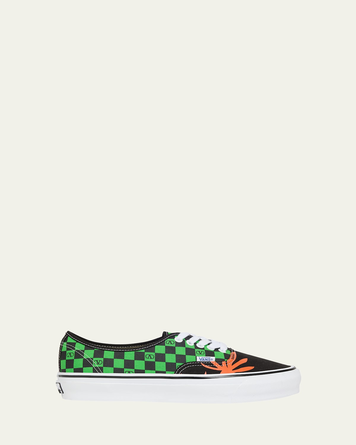 Valentino Garavani And Vans Low-top Fabric Trainer With Vlogo Checkerboard Print And Tropical Leaves In Multi