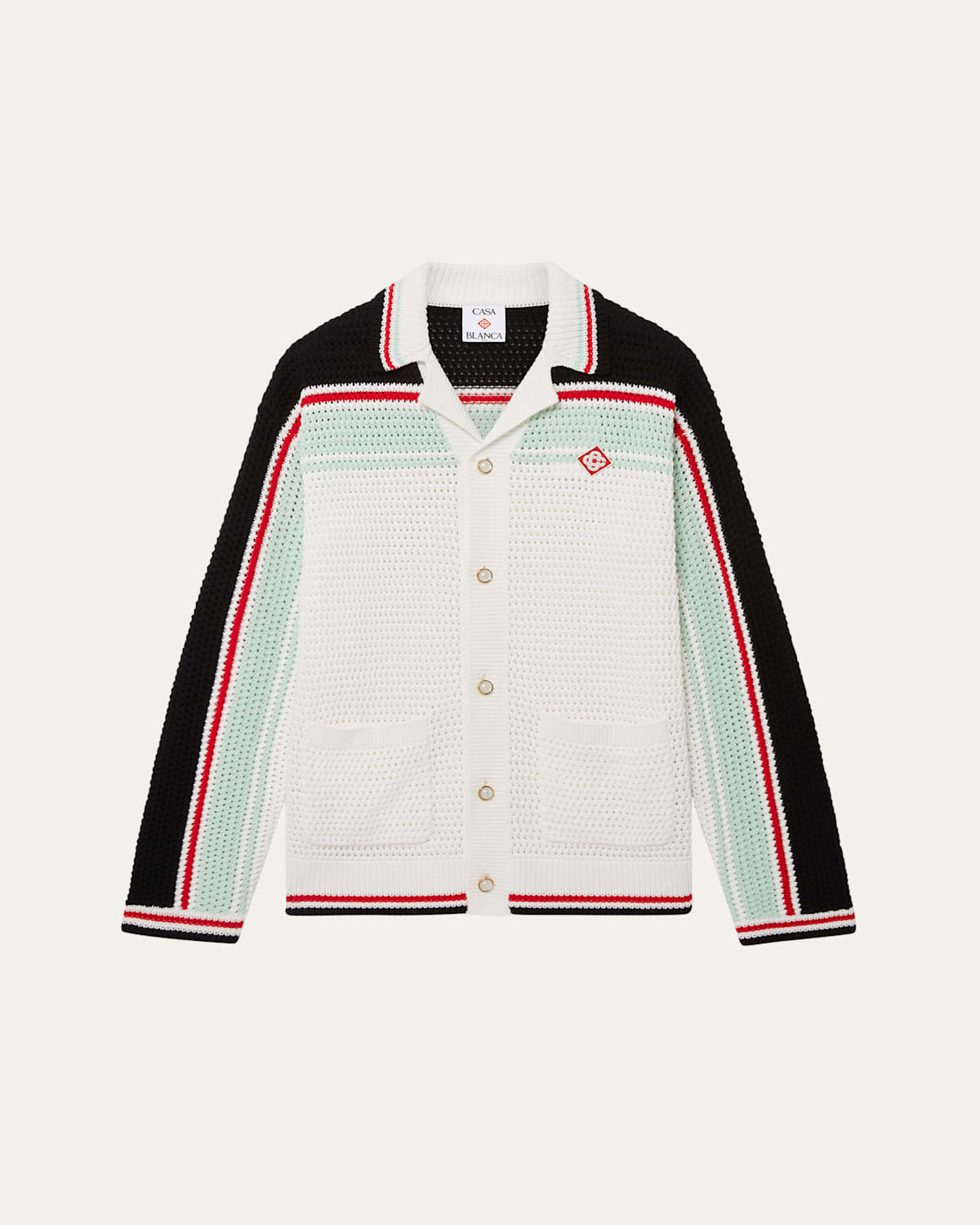 CASABLANCA Men's Crochet Cotton Stripe Button-Down Shirt