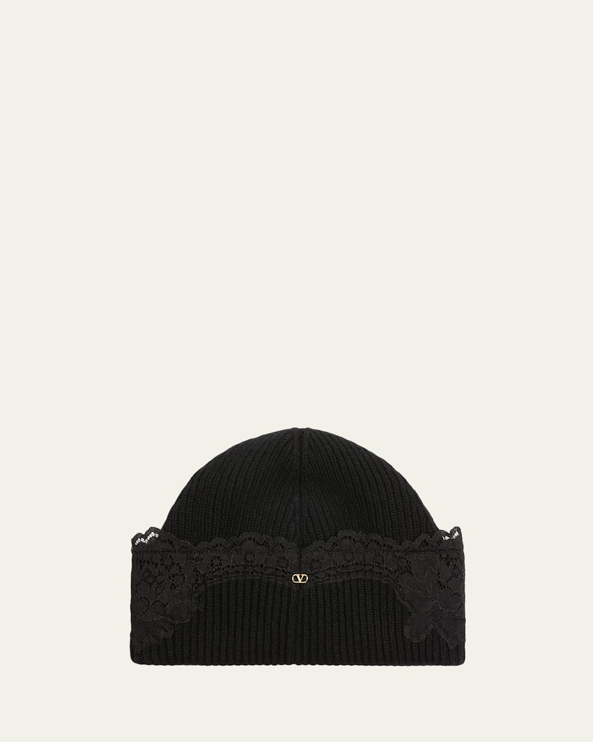 Valentino Garavani Vlogo Signature Cashmere & Lace Beanie In Black