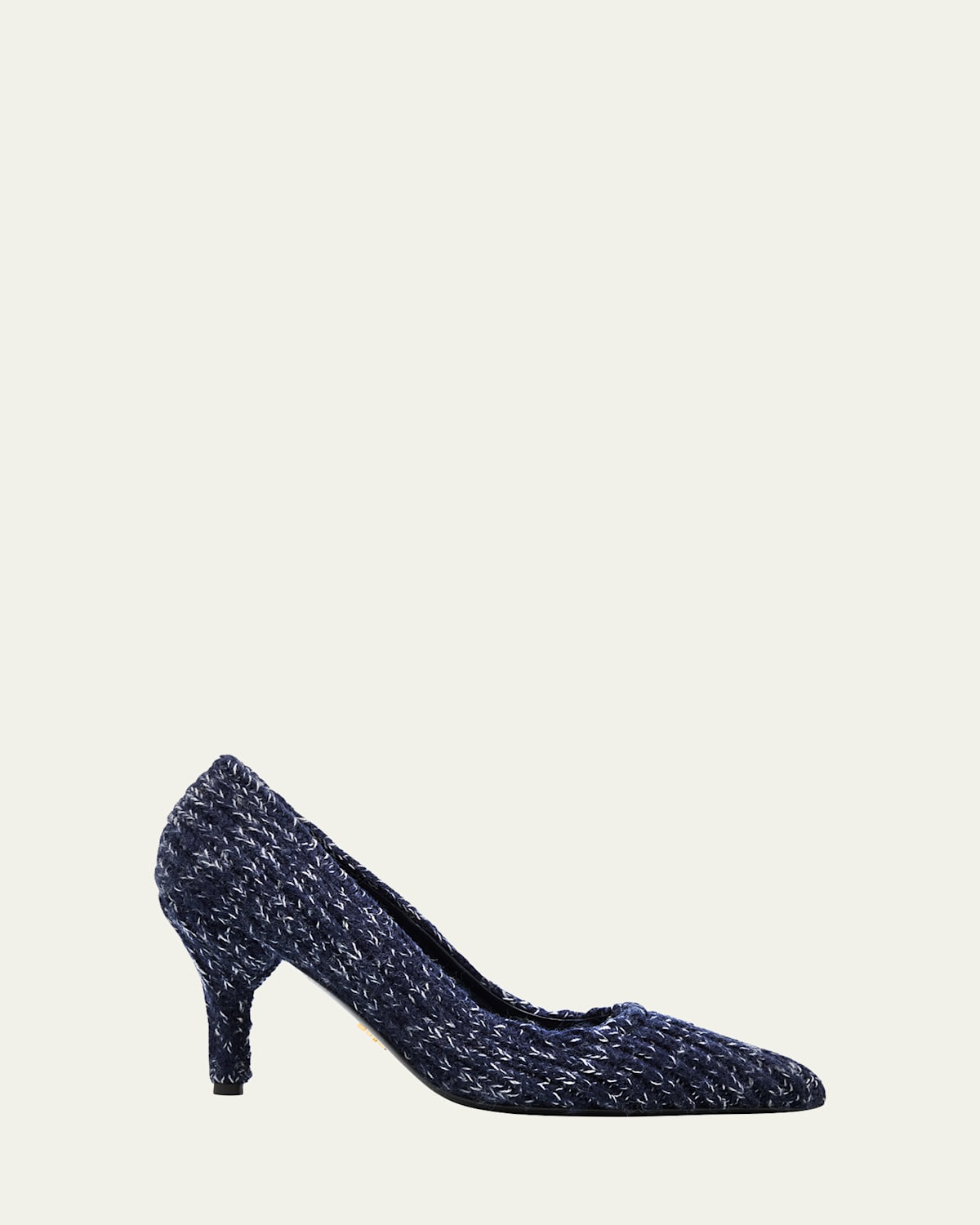Prada 85mm Knitted Pointed-toe Pumps In Blue