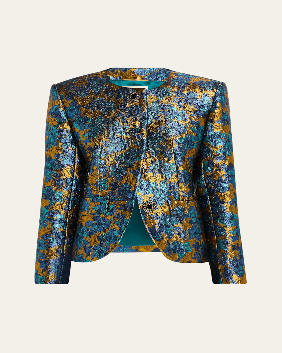 Saint Laurent Metallic Floral Brocade Single-breasted Jacket