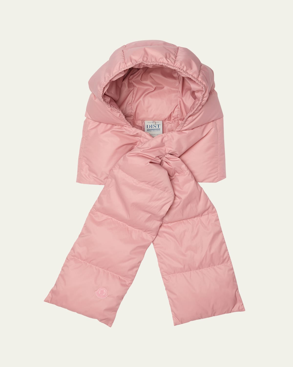 Moncler Hooded Down Scarf In Pink