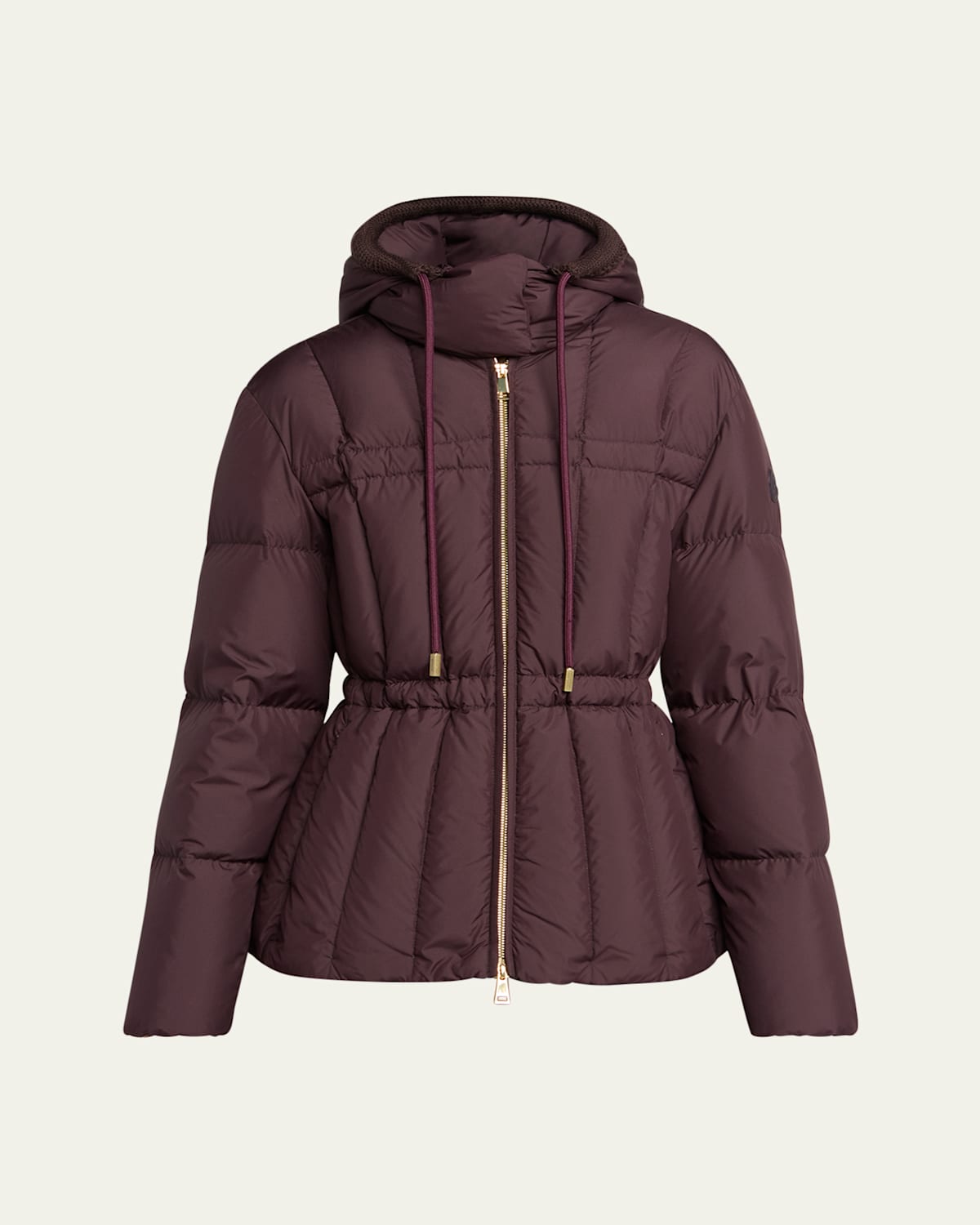 Moncler Estom Hooded Slim Short Down Jacket In Burgundy