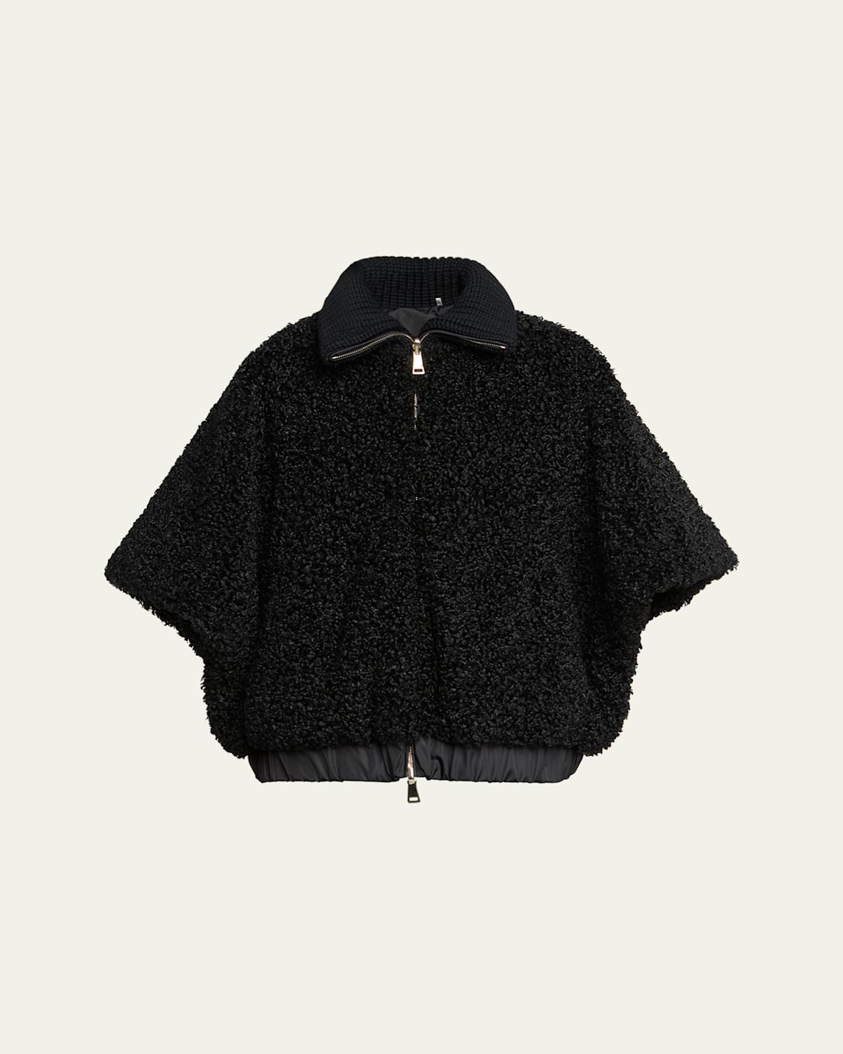 Moncler Reversible Faux Fur Cape In Black