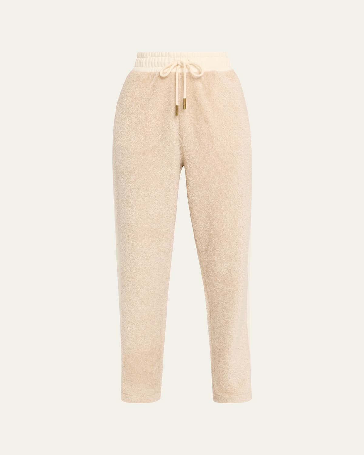 Moncler Teddy Fleece Drawstring Pants In Neutral