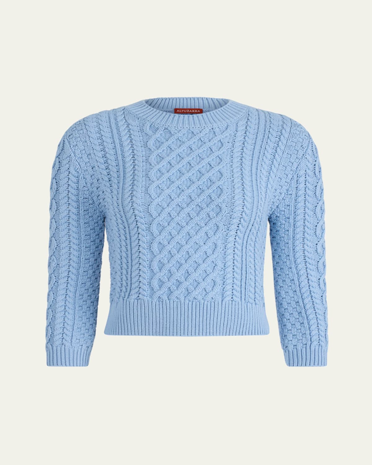 Cabbie Cable Knit 3/4-Sleeve Sweater
