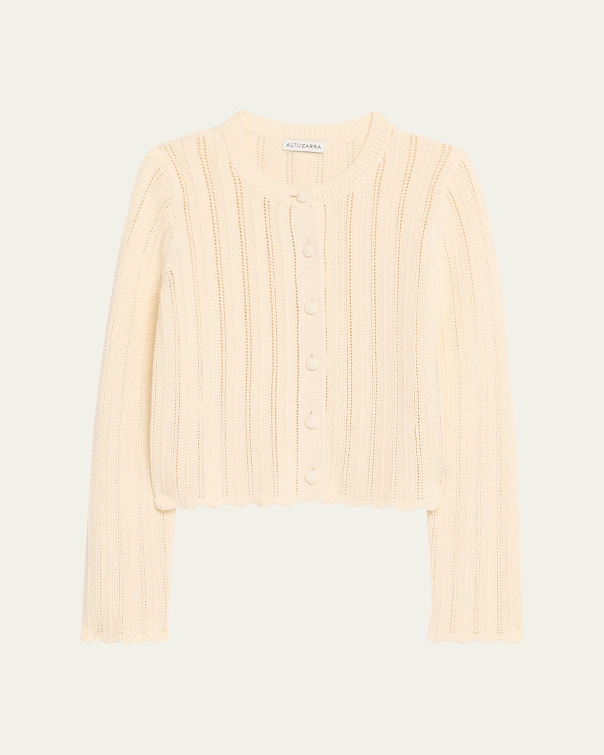 Altuzarra Mariette Pointelle Cotton Knit Cardigan In Neutral