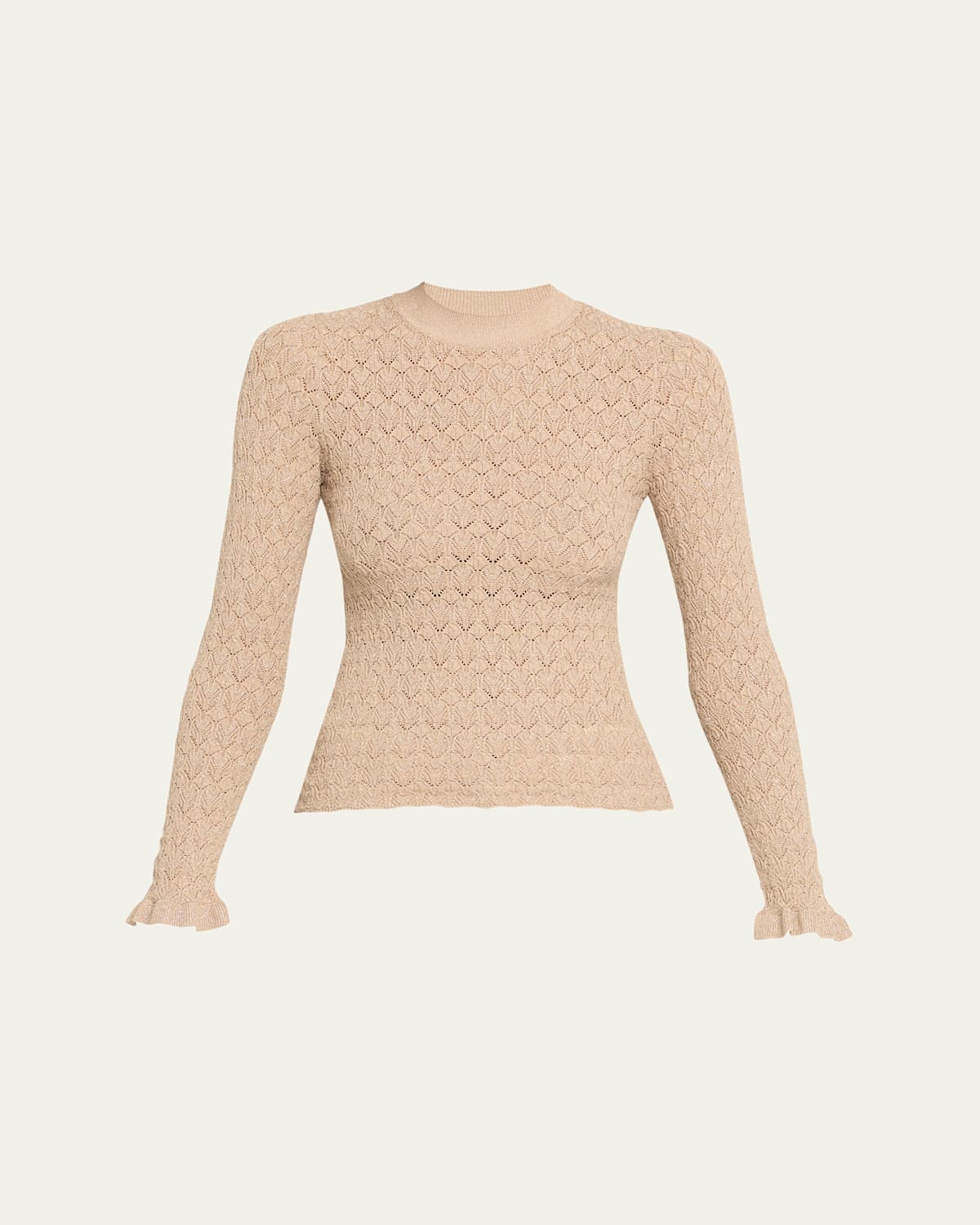 Sea Ruby Crewneck Pointelle Knit Sweater In Neutral
