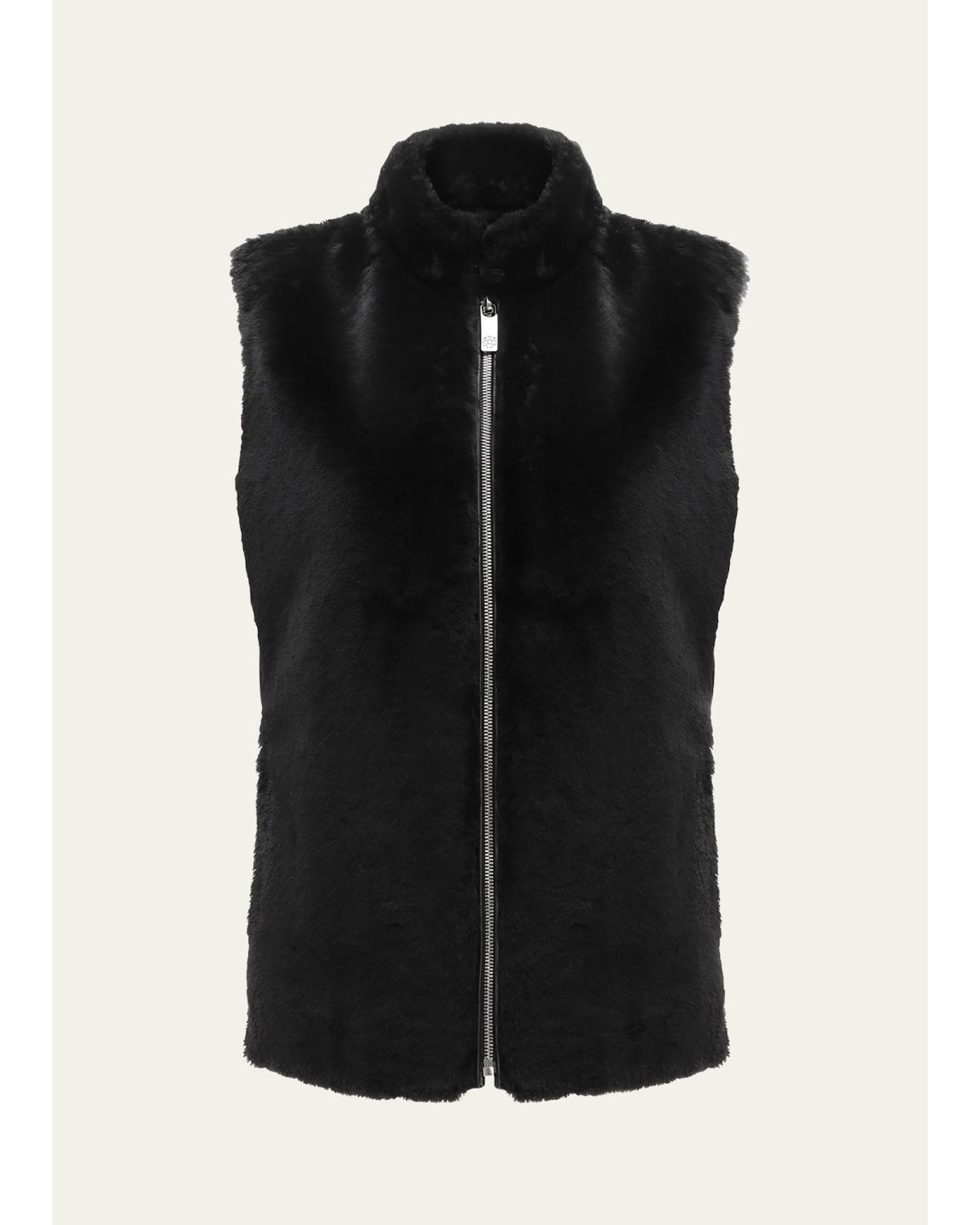 Select Lamb Shearling Zip Vest With Loro Piana Wool Back