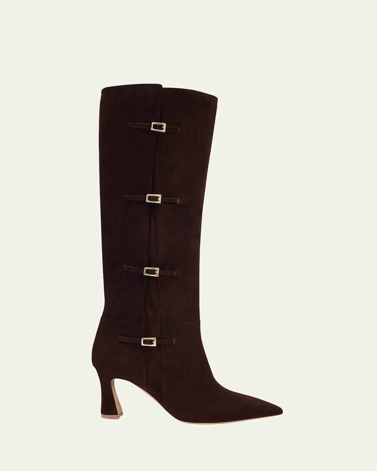 Malone Souliers Nolan Suede Quad-Buckle Knee Boots