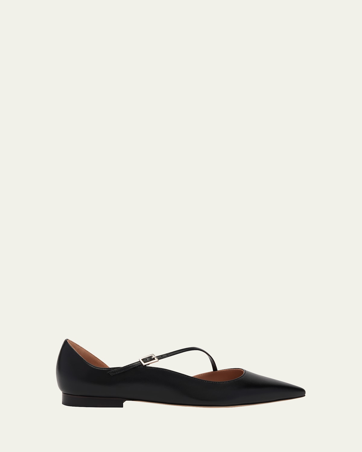 Malone Souliers Bettina Nappa Leather Cross Strap Ballerina Flats In Black