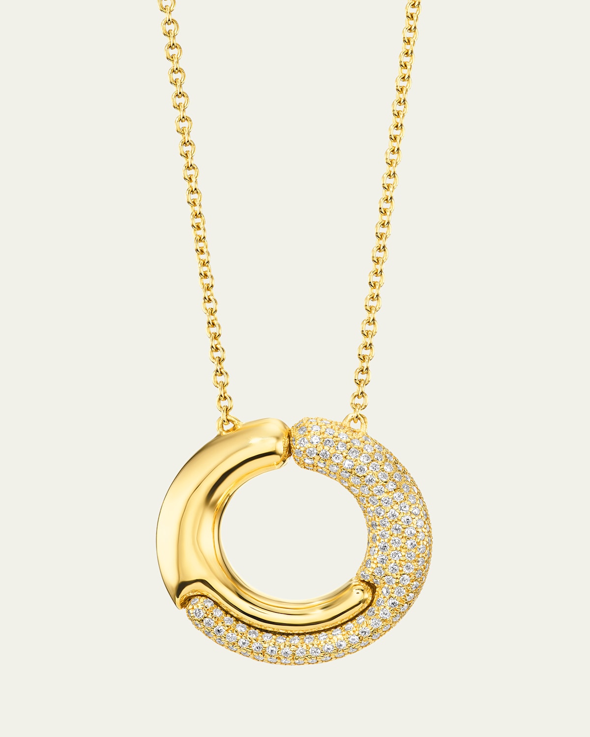 18K Yellow Gold Holos Circle Necklace with Diamonds
