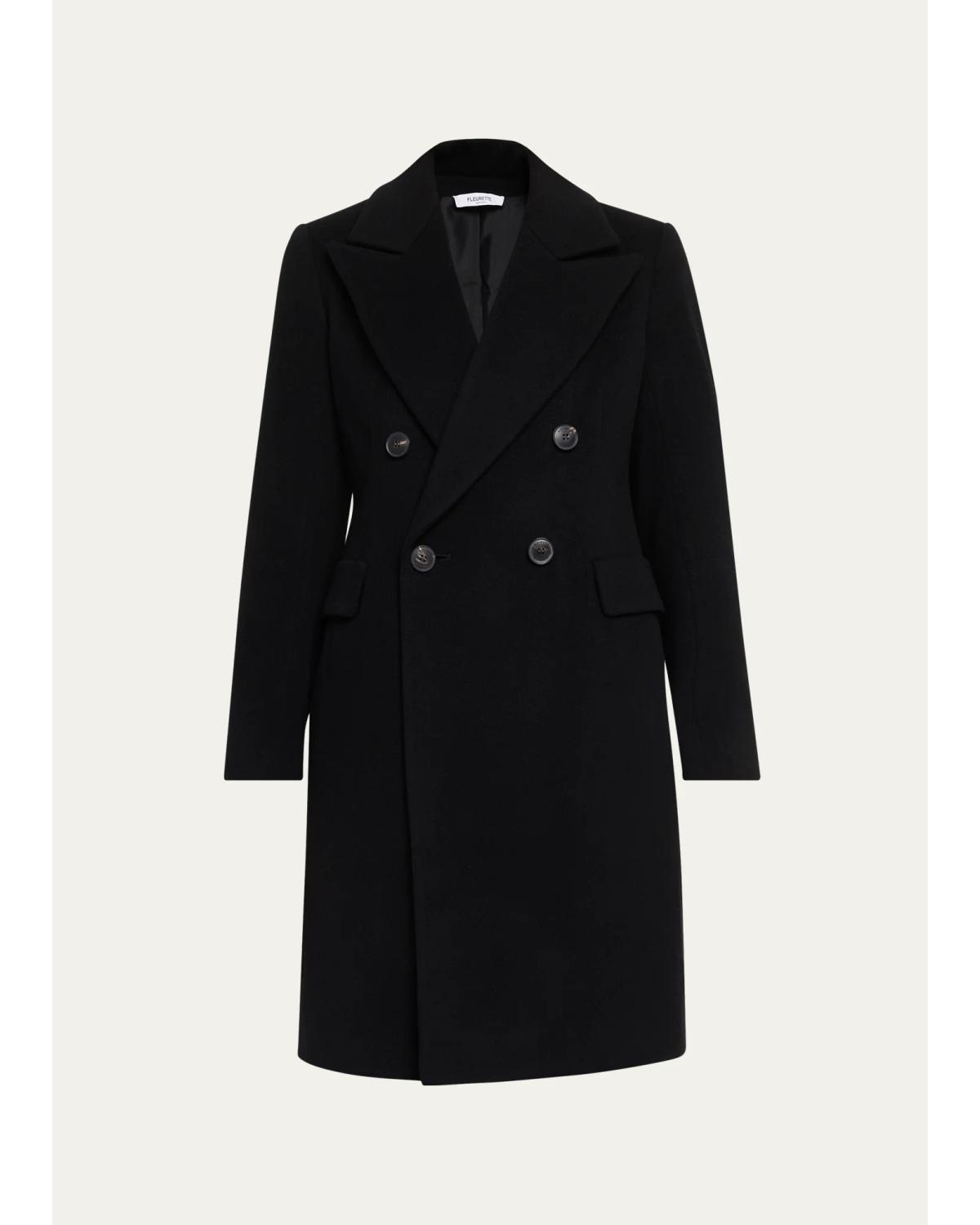Fleurette Kaia Double-breasted Italian Wool Jacket In Black
