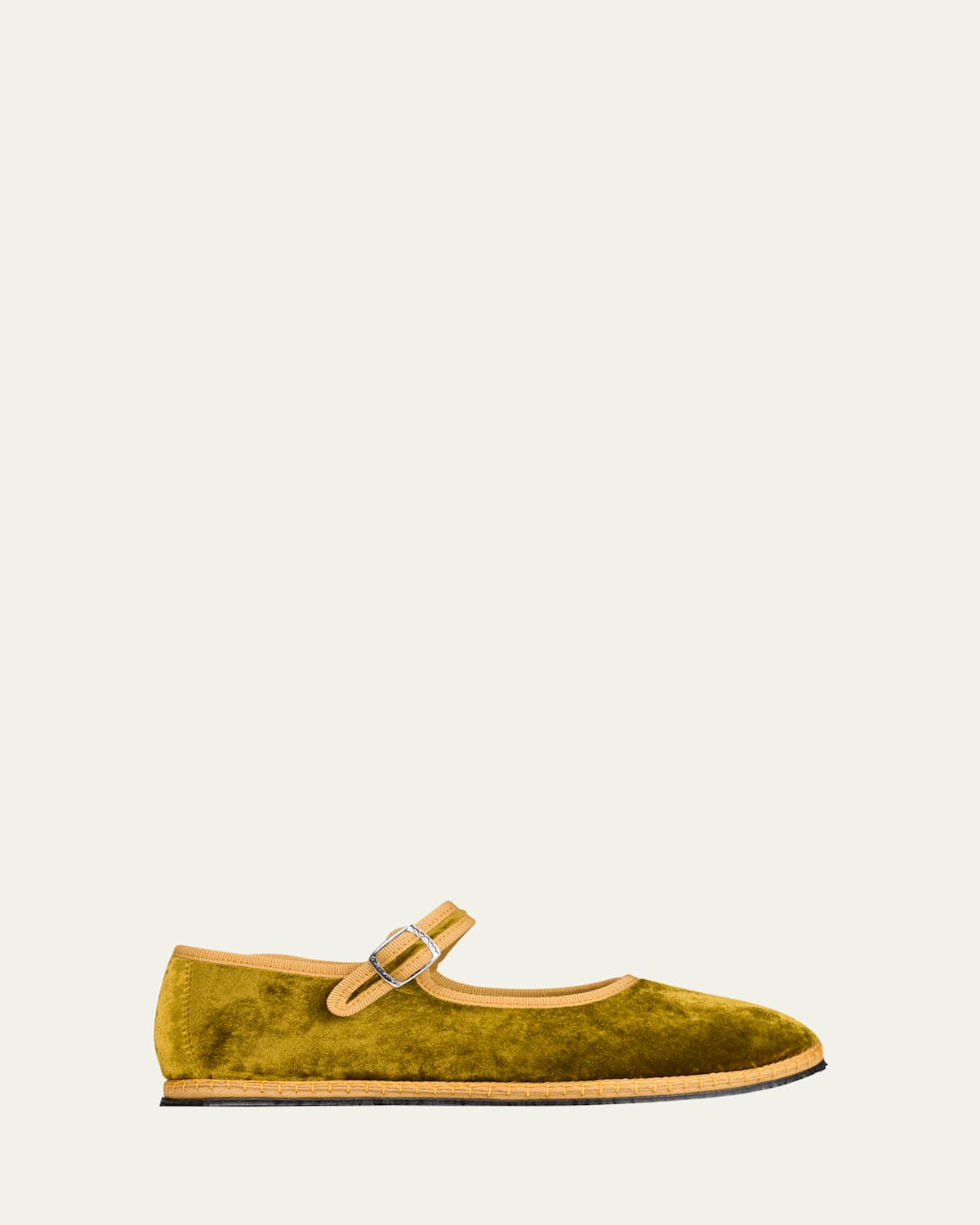 Vibi Venezia Velvet Mary Jane Ballerina Flats In Green