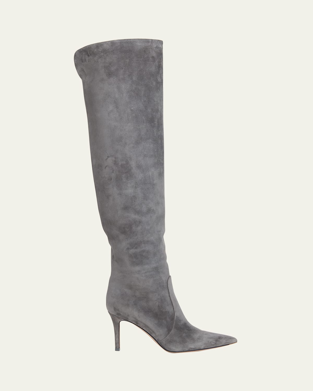 Gianvito Rossi Hansen Suede Pointed-toe Knee Boots In Blue