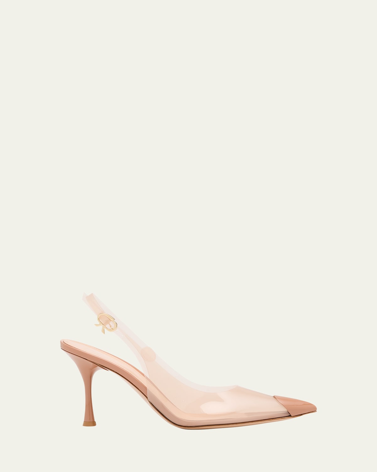Gianvito Rossi Plexi Patent Leather Cap-toe Slingback Pumps In Brown