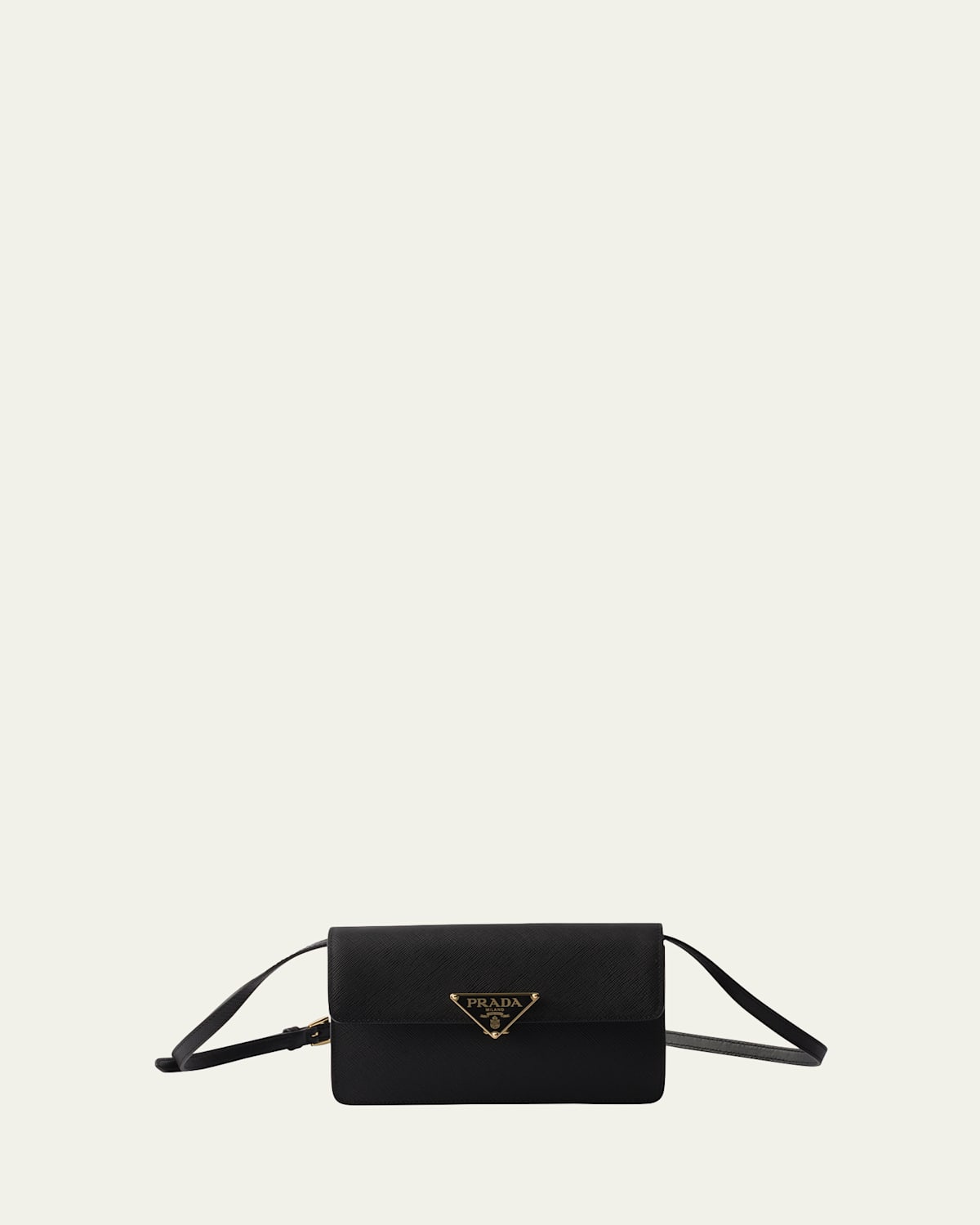 Prada Mini Saffiano Leather Shoulder Bag In Black