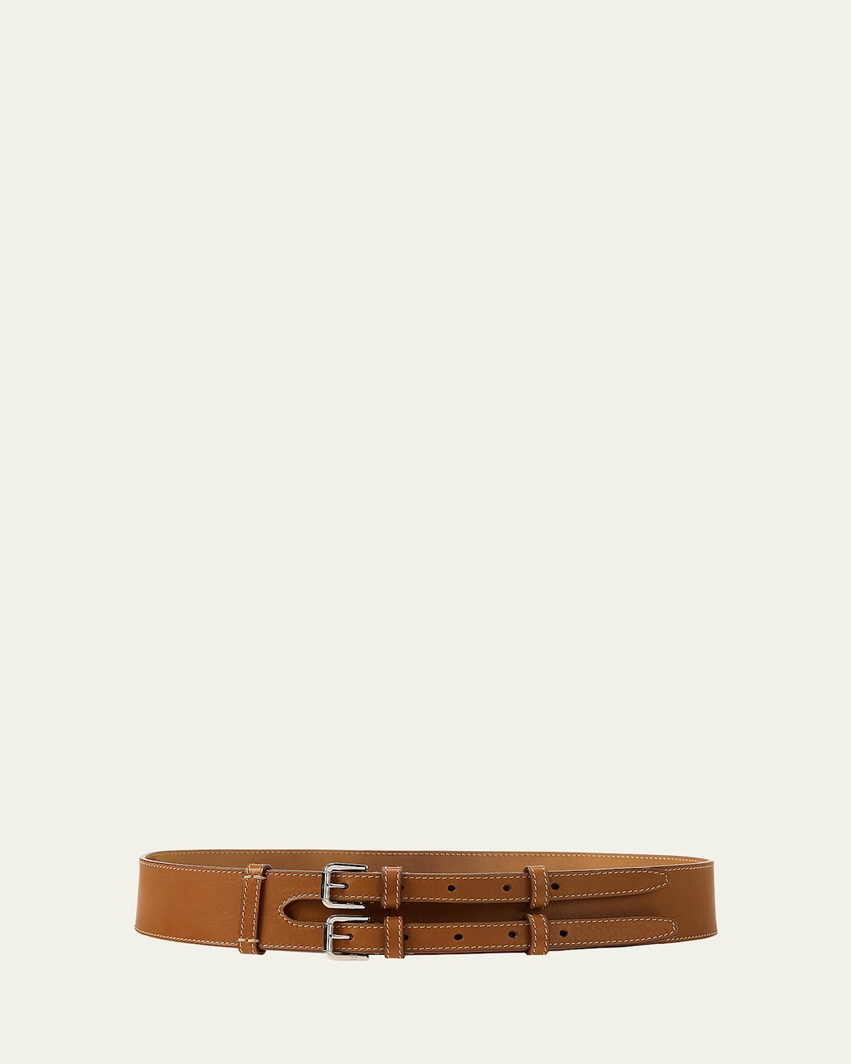 Ralph Lauren Double-buckle Calfskin Waist Belt In Brown
