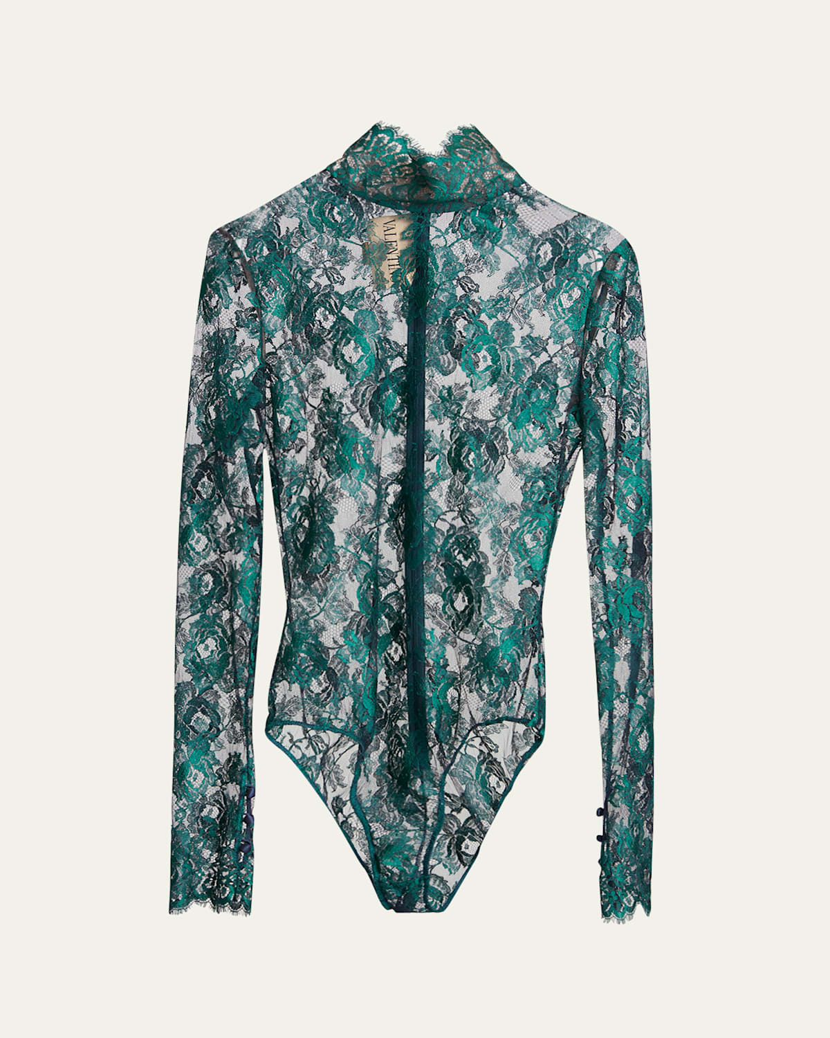 Valentino Floral Lace High-neck Top In Animal Print