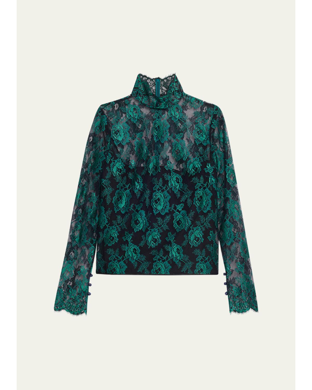 Floral Lace High-Neck Top