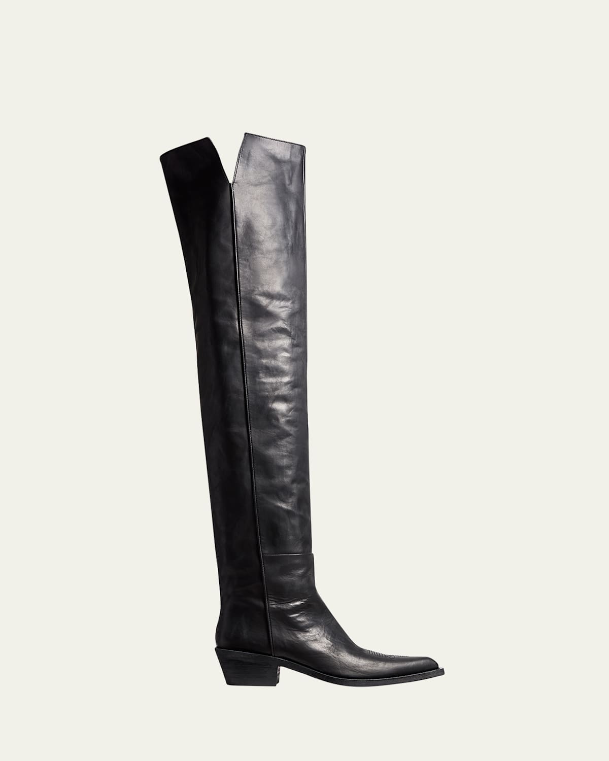 Khaite Clive Calfskin Over-the-knee Boots In Black