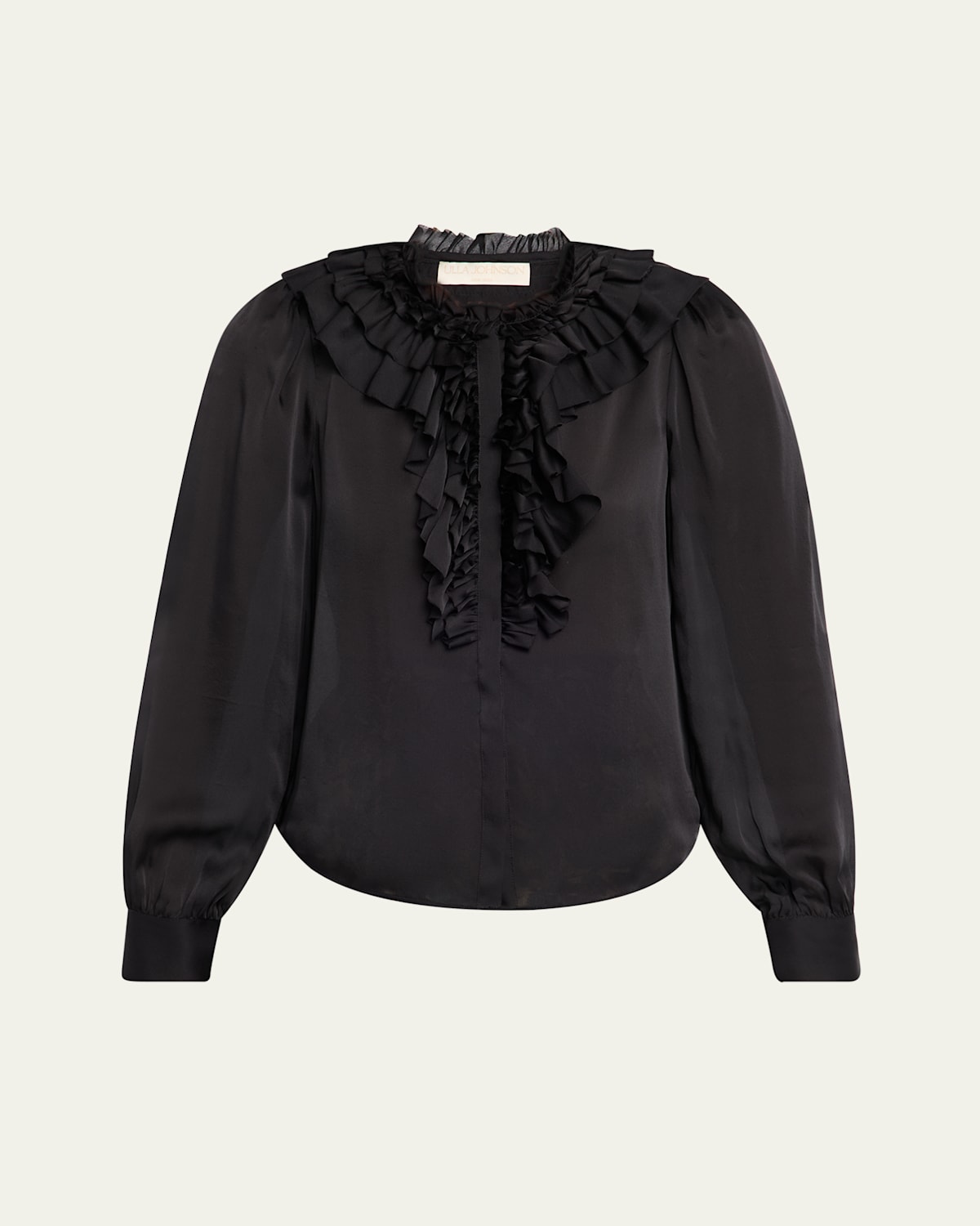 Ulla Johnson Rouen Ruffled Silk Blouse In Black