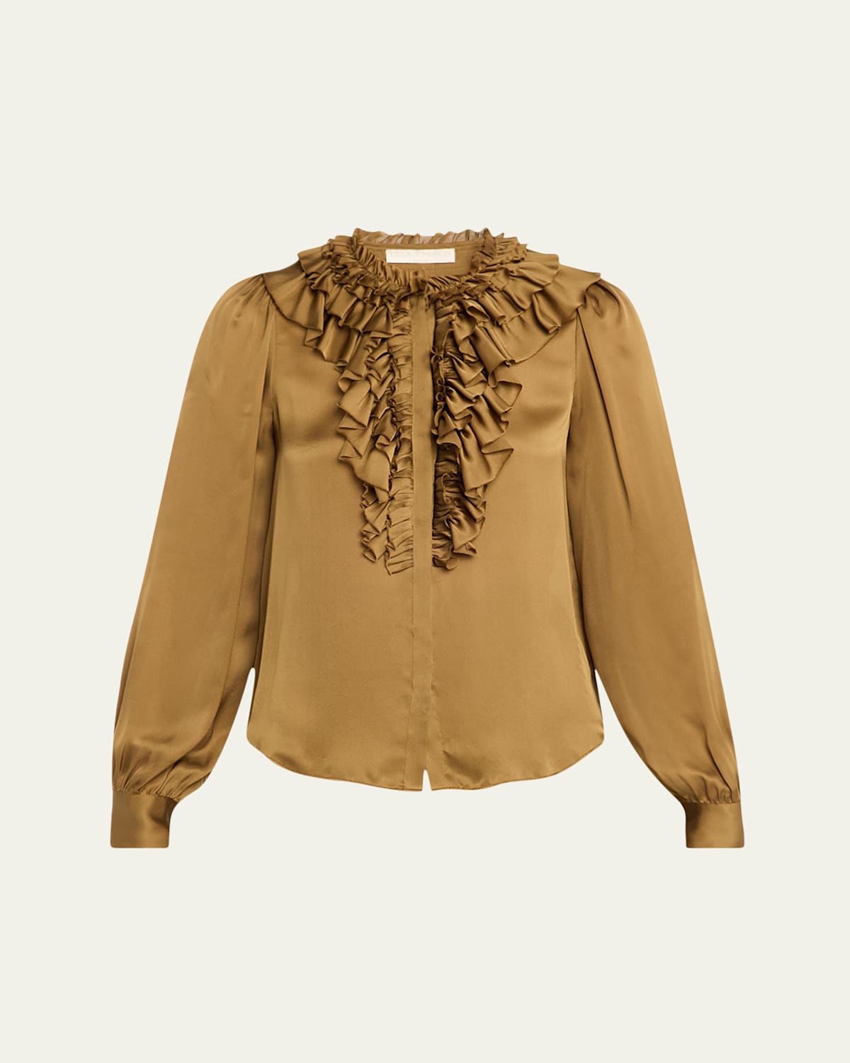 Ulla Johnson Rouen Ruffled Silk Blouse In Brown