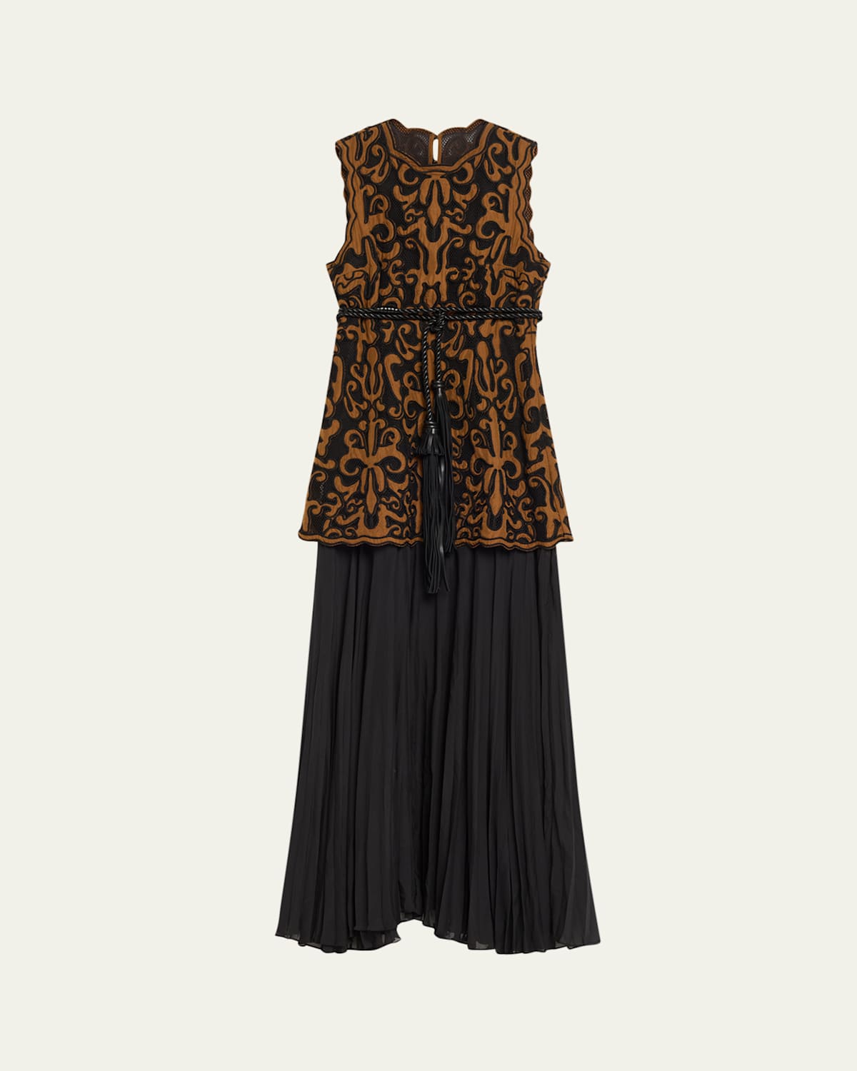 Ulla Johnson Auryn Appliqué Sleeveless Midi Dress In Brown