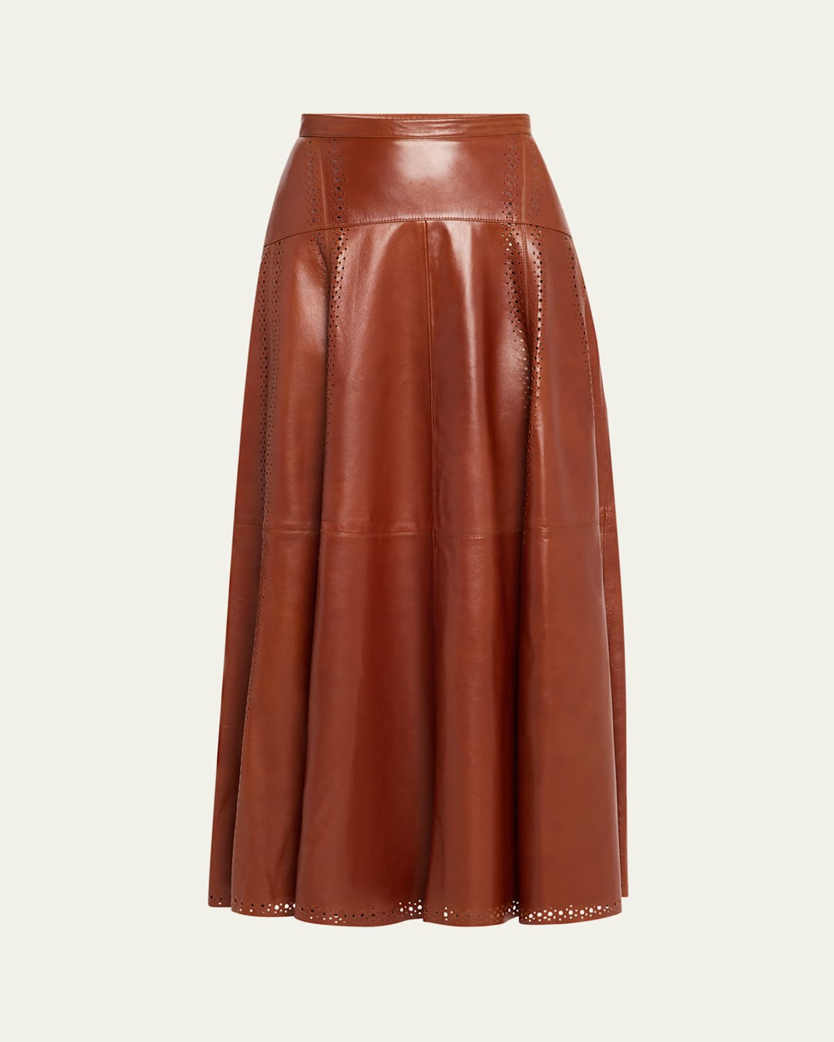 Ulla Johnson Aninda Leather Midi Skirt In Brown