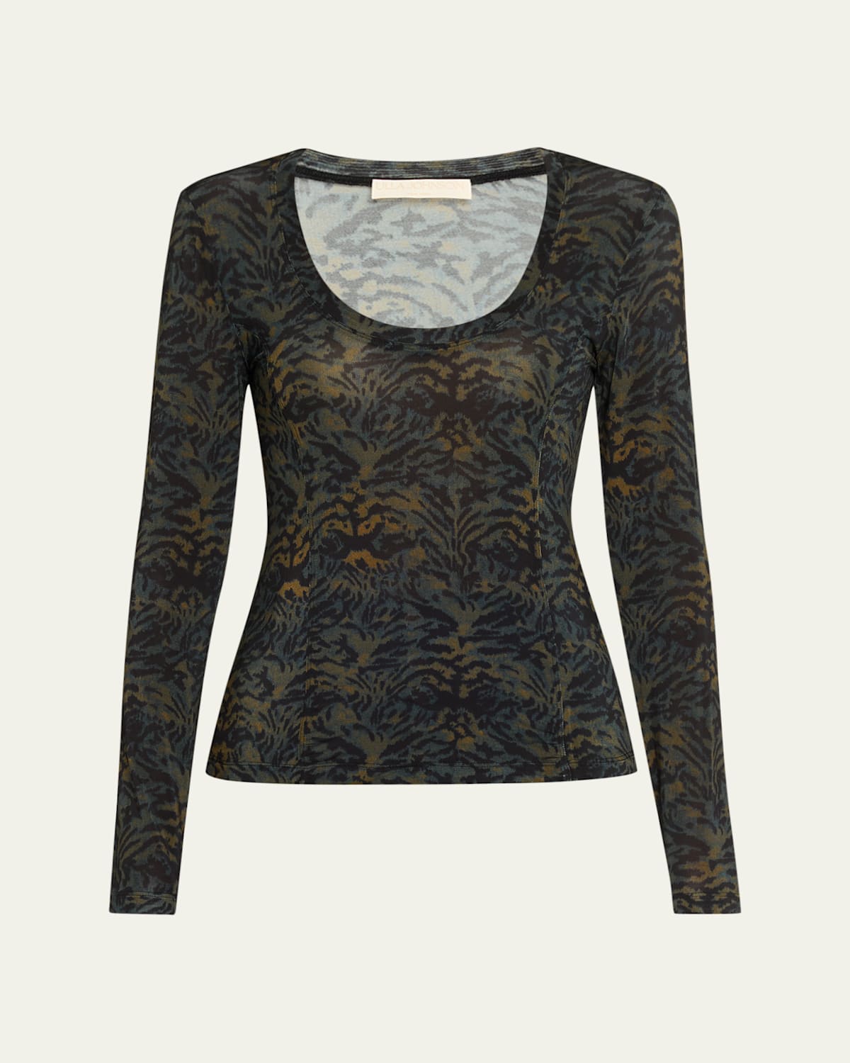 Ulla Johnson Aris Jersey Long Sleeve U-neck Top Desert Jasper In Multi