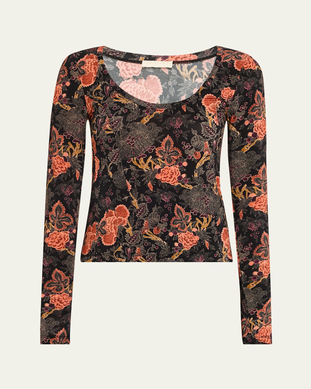 Ulla Johnson Aris Printed Long-sleeve Jersey Top In Gray