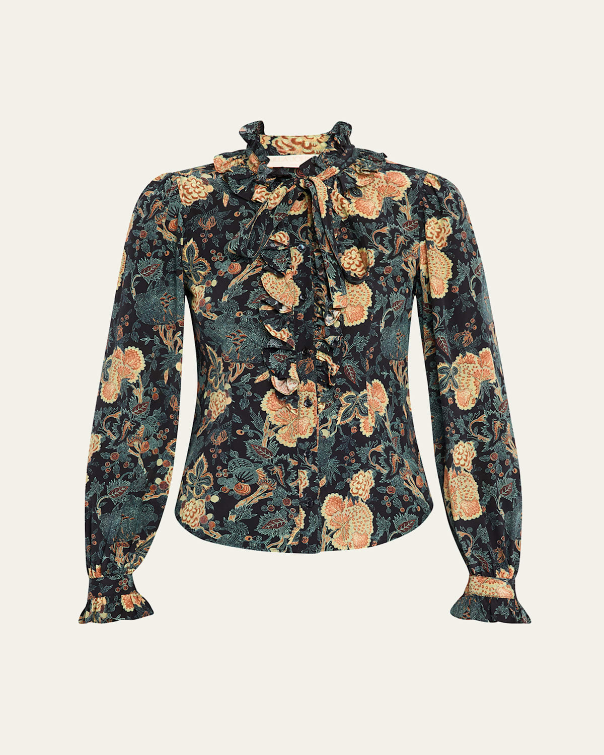 Ulla Johnson Catroux Long-sleeve Silk Blouse In Black