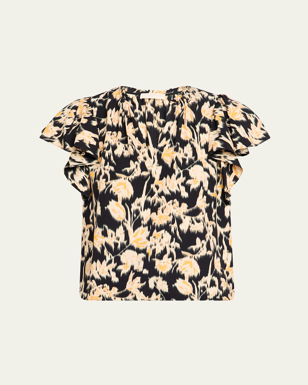 Ulla Johnson Lilo Flutter-sleeve Blouse In Green