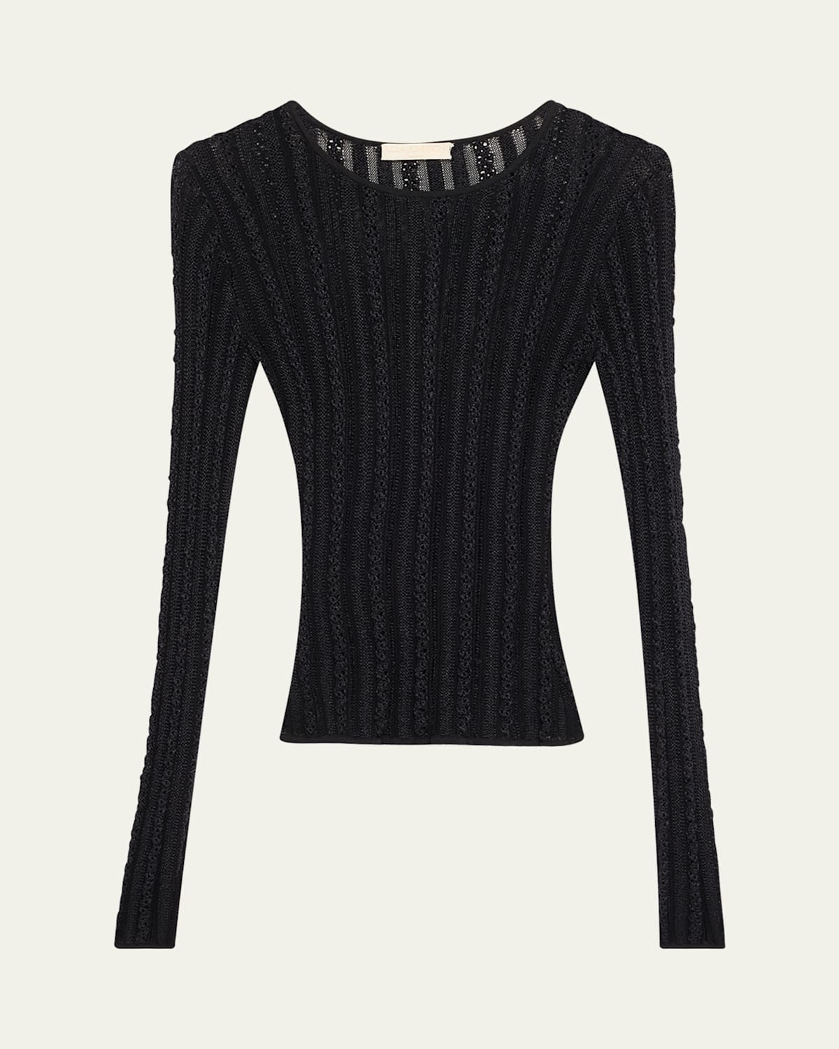 Ulla Johnson Ardith Long-sleeve Lace Knit Top In Black
