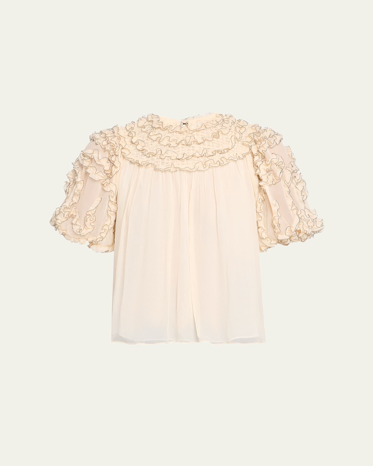 Ulla Johnson Isolda Short-sleeve Silk Blouse In White