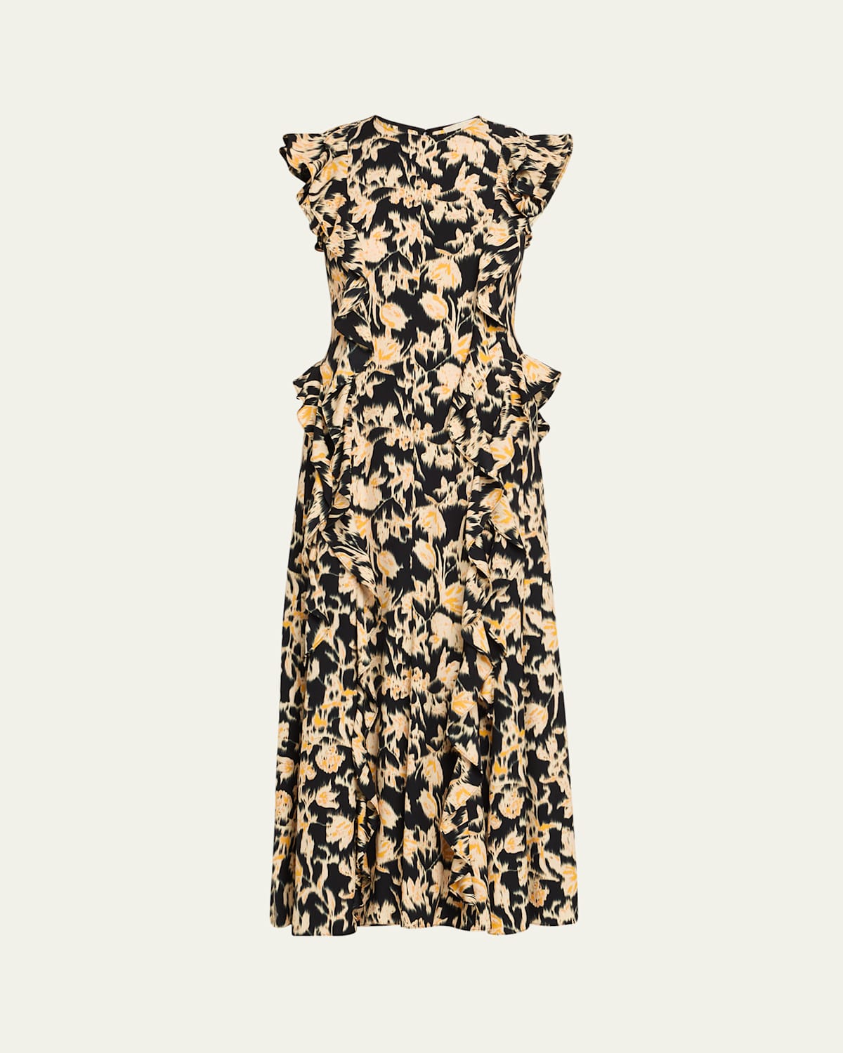 Ulla Johnson Flo Floral Flutter-sleeve Midi Dress In Green