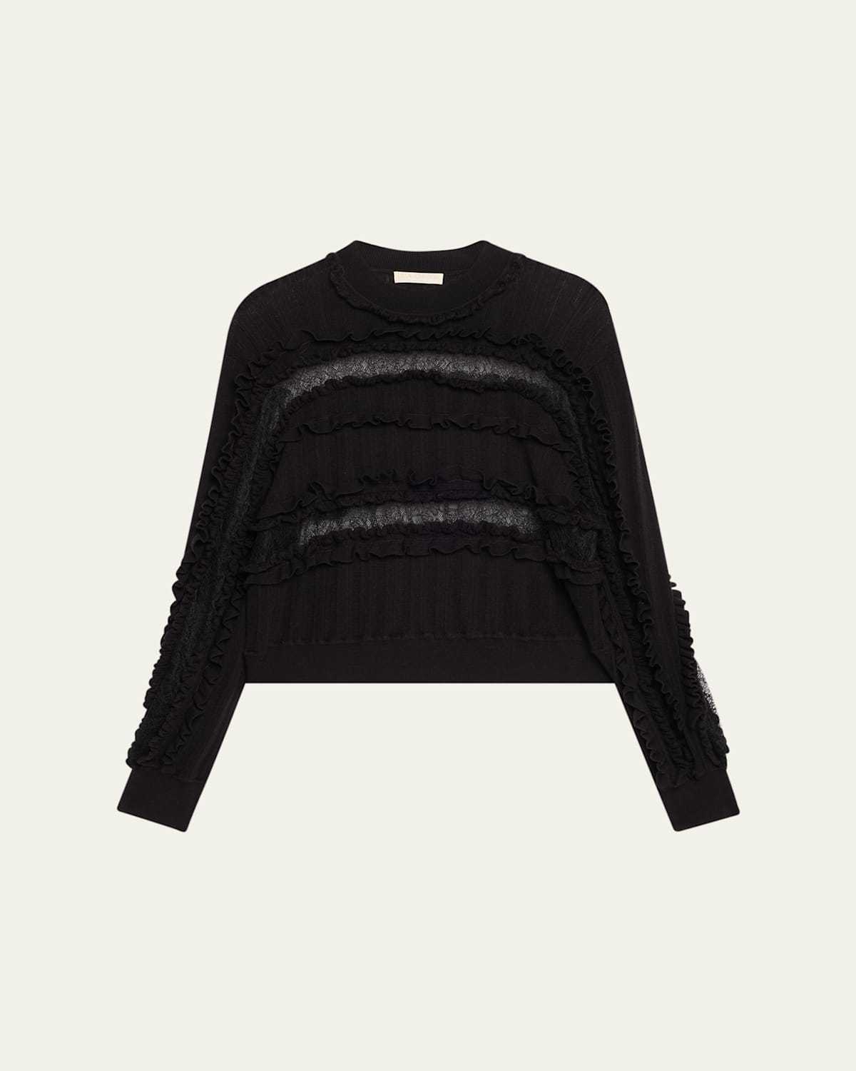 Ulla Johnson Demma Ruffled Fine-knit Sweater In Black