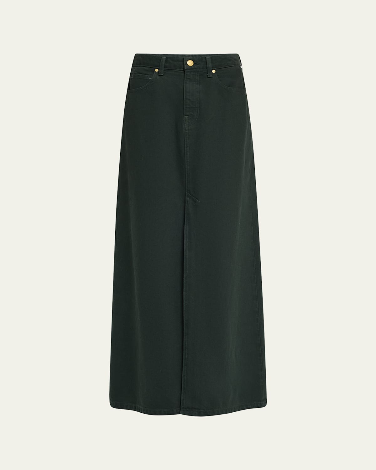 Ulla Johnson The Anais Denim Mid-rise Maxi Skirt In Green