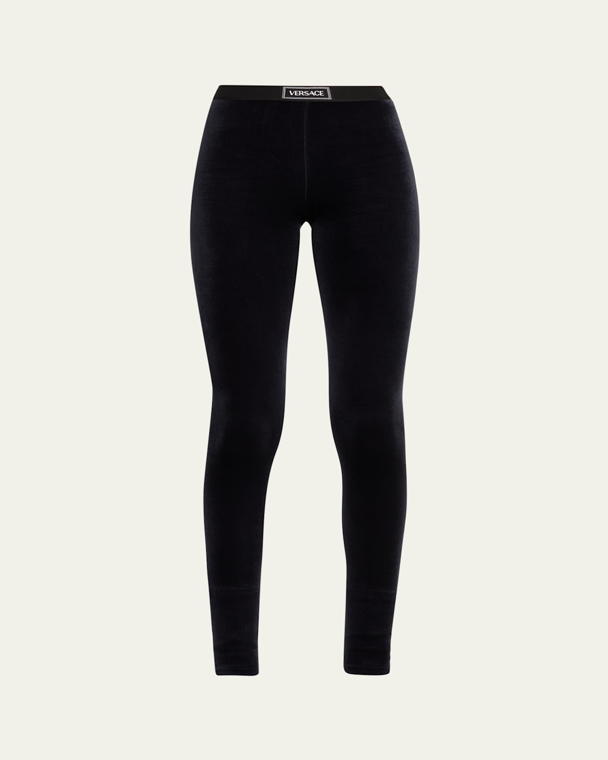 Versace Bistretch Velvet Leggings In Black