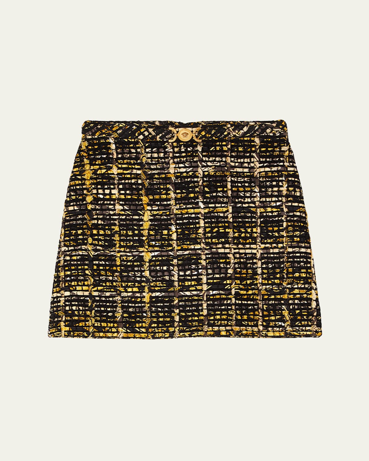 Versace Upcycle Jacquard Belted Mini Skirt In Multi